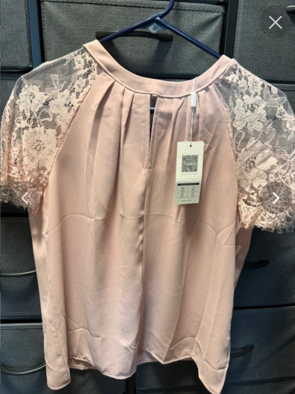 Angashion Lace Detail Pink Blouse